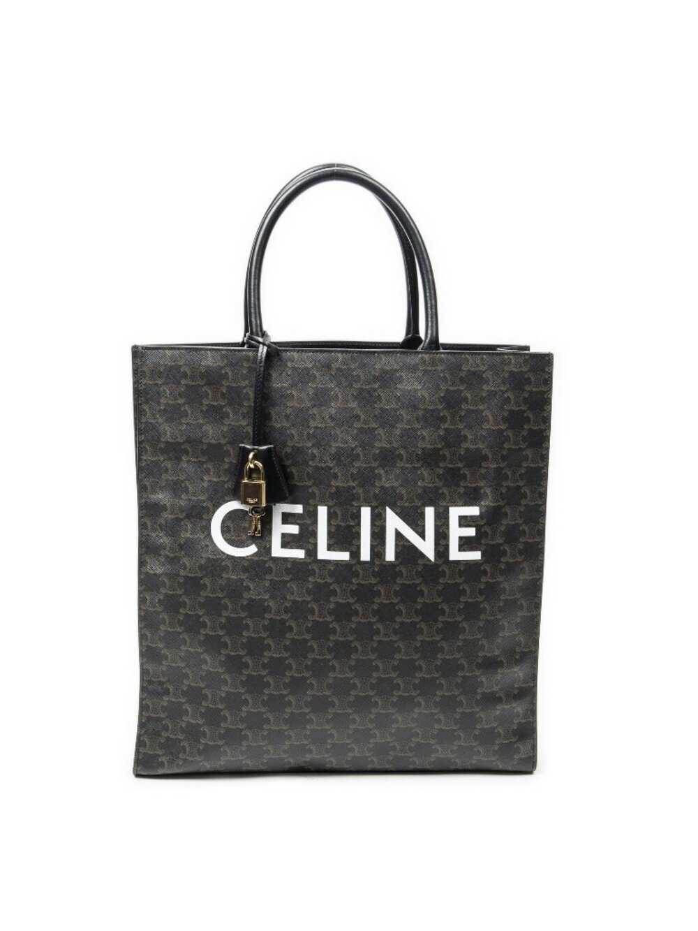 Celine Medium Vertical Cabas Black Brown Triomphe Canvas Messenger Bag